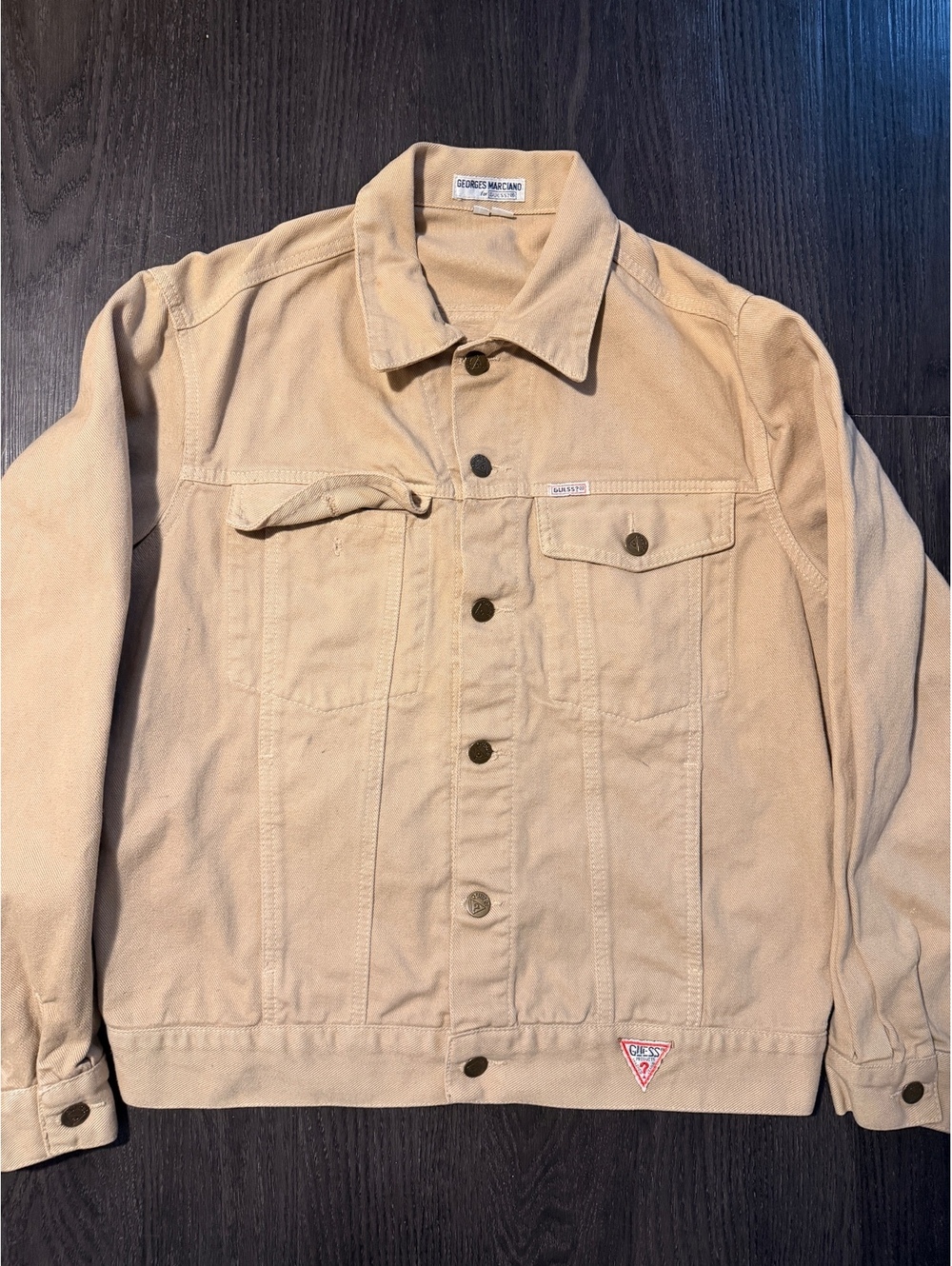 Vtg 80s Georges Marciano Guess Archive Tan Denim Jacket L